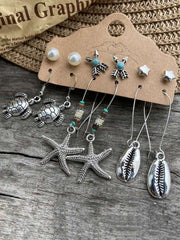 Ocean Themed Dangle Earrings & Studs 6pc Set