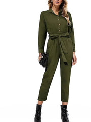 Cargo Jumpsuits Button Down Jumpsuit with Belt