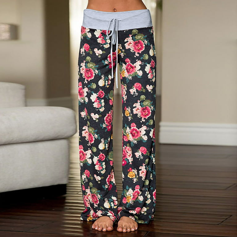 Floral Wide Leg Pant Palazzo Sweatpants