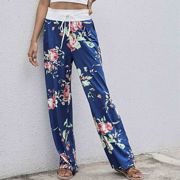 Floral Wide Leg Pant Palazzo Sweatpants