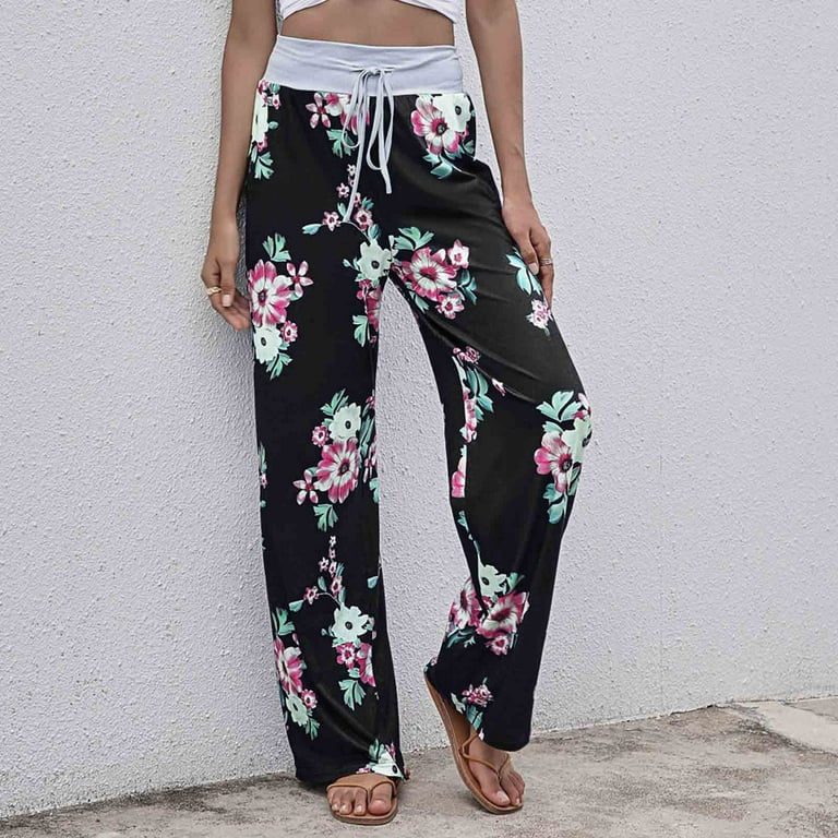 Floral Wide Leg Pant Palazzo Sweatpants