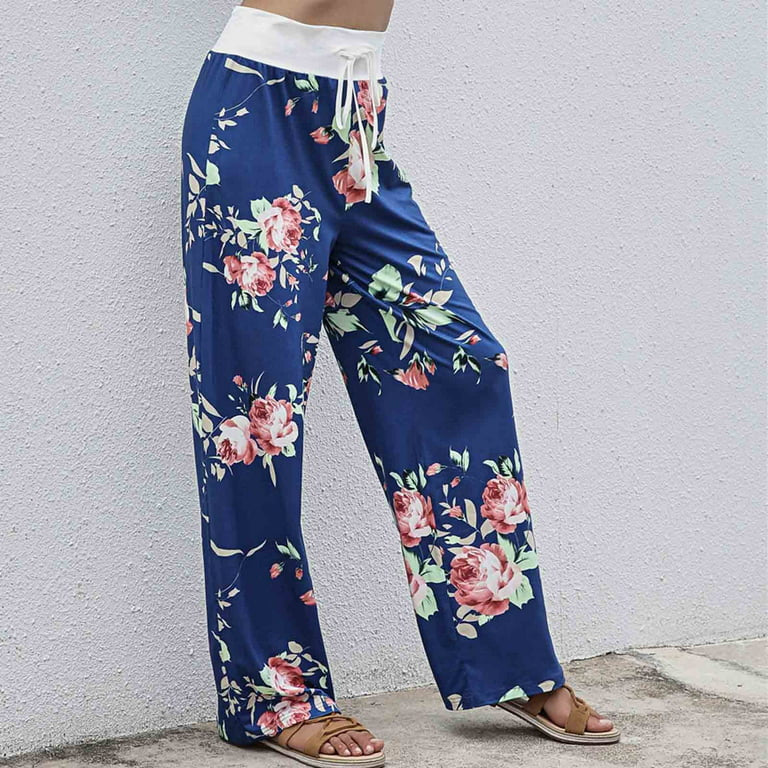 Floral Wide Leg Pant Palazzo Sweatpants