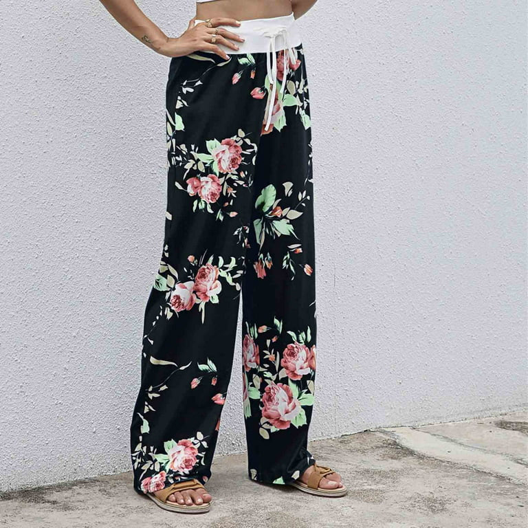 Floral Wide Leg Pant Palazzo Sweatpants