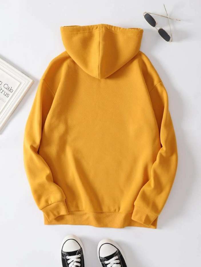 Solid Kangaroo Pocket Thermal Lined Hoodie