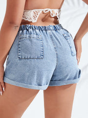 Denim Shorts with Drawstring