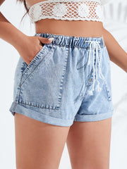 Denim Shorts with Drawstring