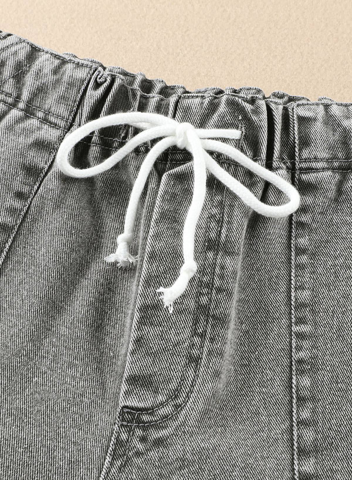 Denim Shorts with Drawstring