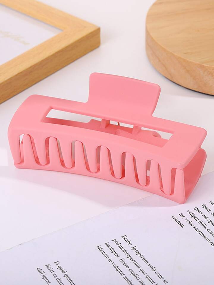 Pink Color Rectangle Hollow Hair Claw Clip 1pc