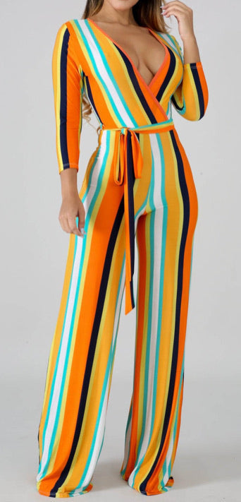 Striped Colourful Sleeveless Jumpsuit