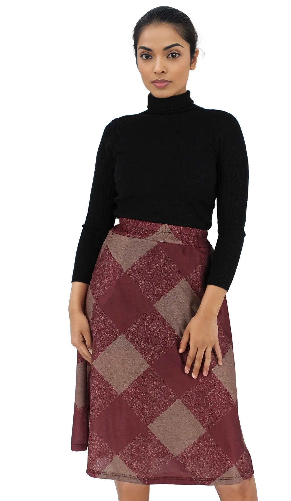 A-Line Printed Midi Skirt With Pockets