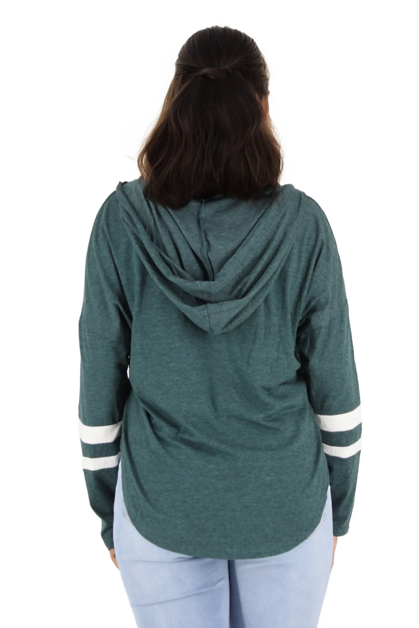 Thin Stripe Hooded Long Sleeve T-Shirt