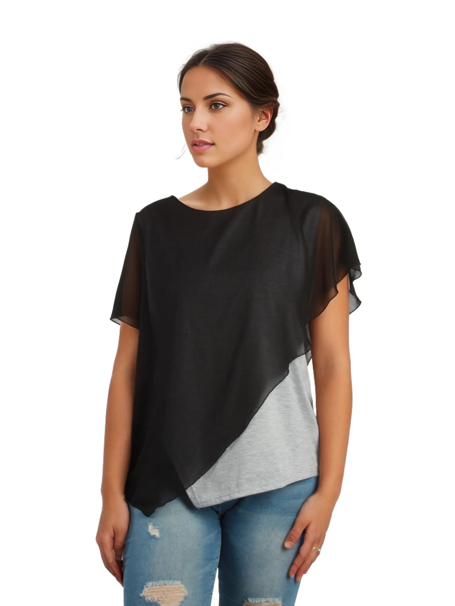 Asymmetrical Chiffon Layer Top