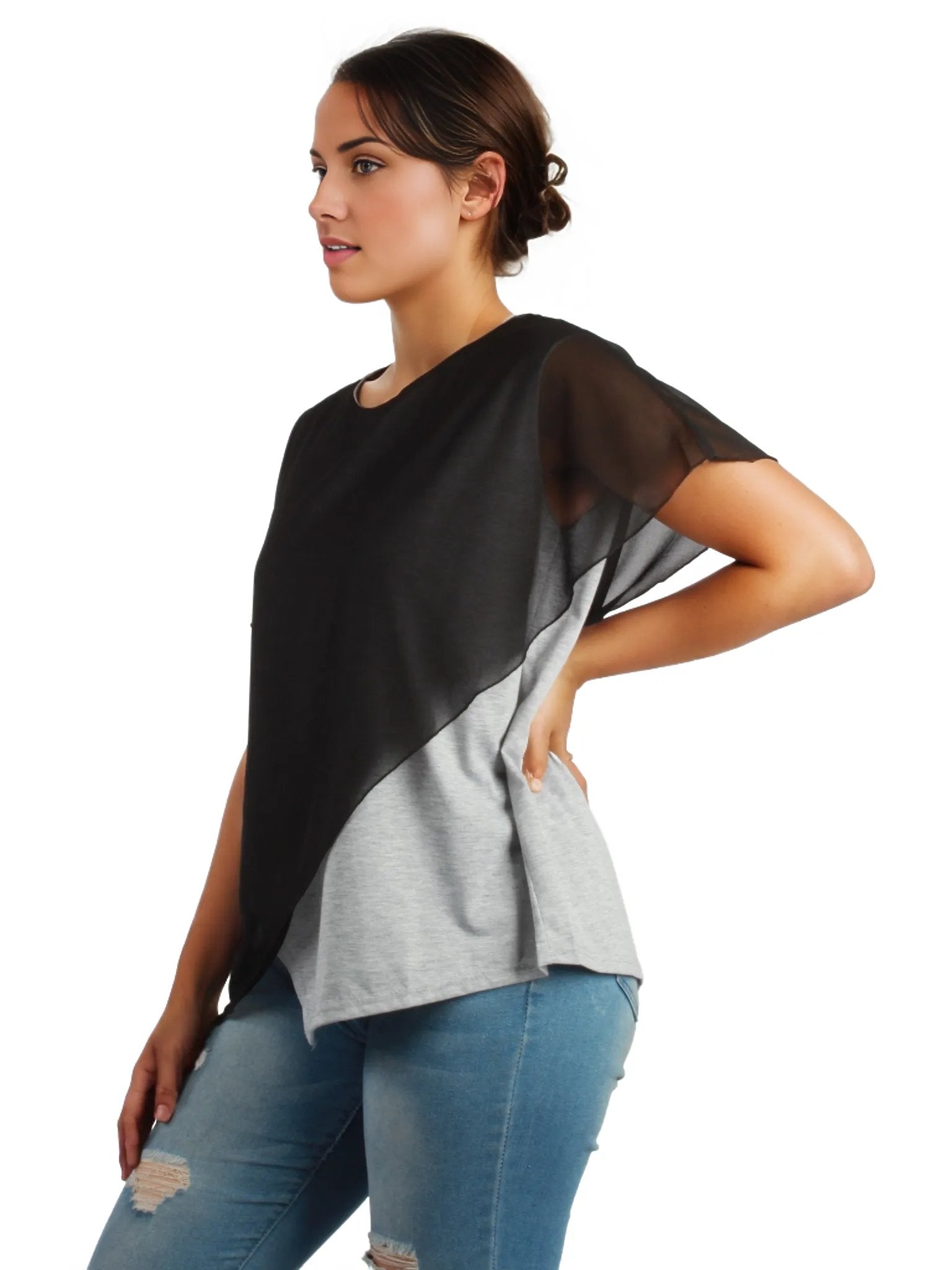 Asymmetrical Chiffon Layer Top