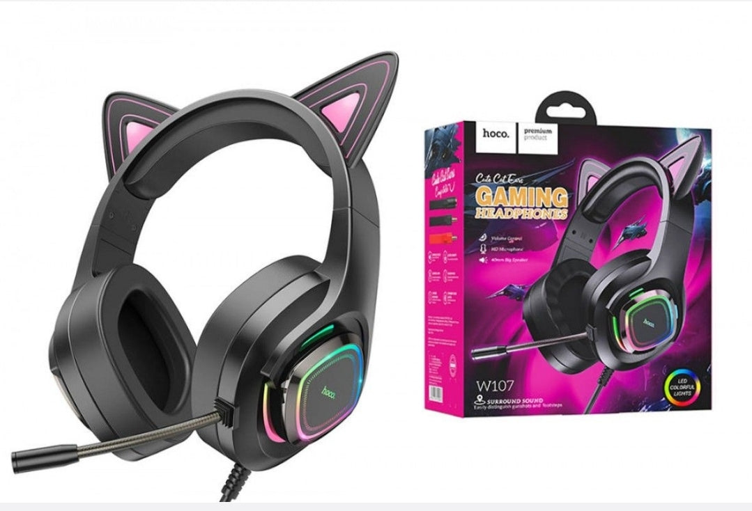 HOCO W107 Cat Luminous LED Ear Gaming Headphones