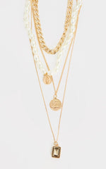 Faux Pearl Coin Multi-layer Necklace