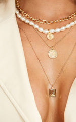 Faux Pearl Coin Multi-layer Necklace