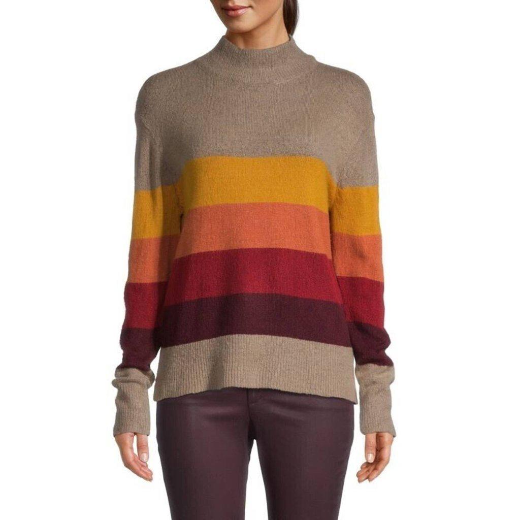 Stripe Long Sleeve Polo Neck Jersey