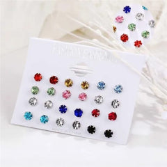 Multicolour 12pc Earring Studs