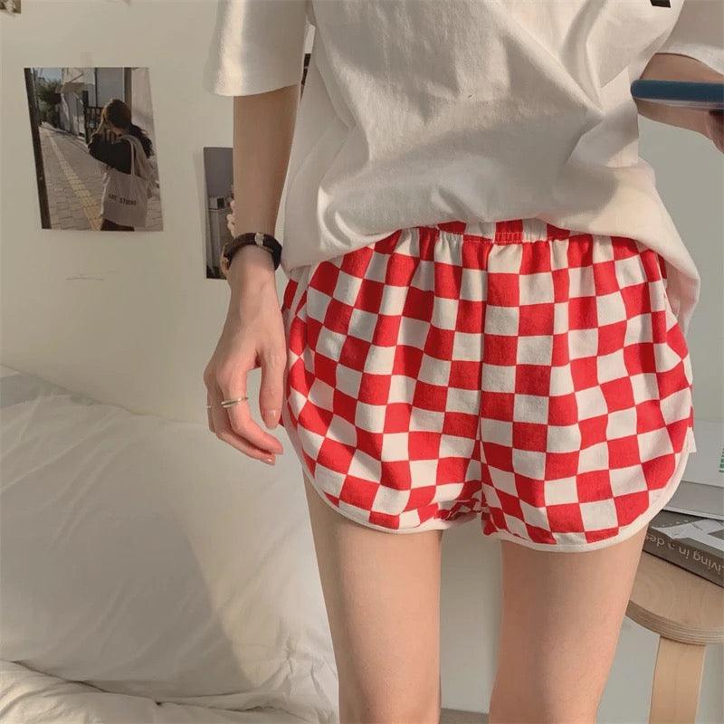 Checkerboard Shorts Elastic Waist - XD21
