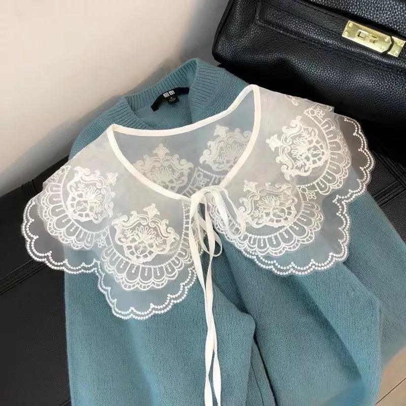 Double Layer Lace Chiffon Detachable Collar