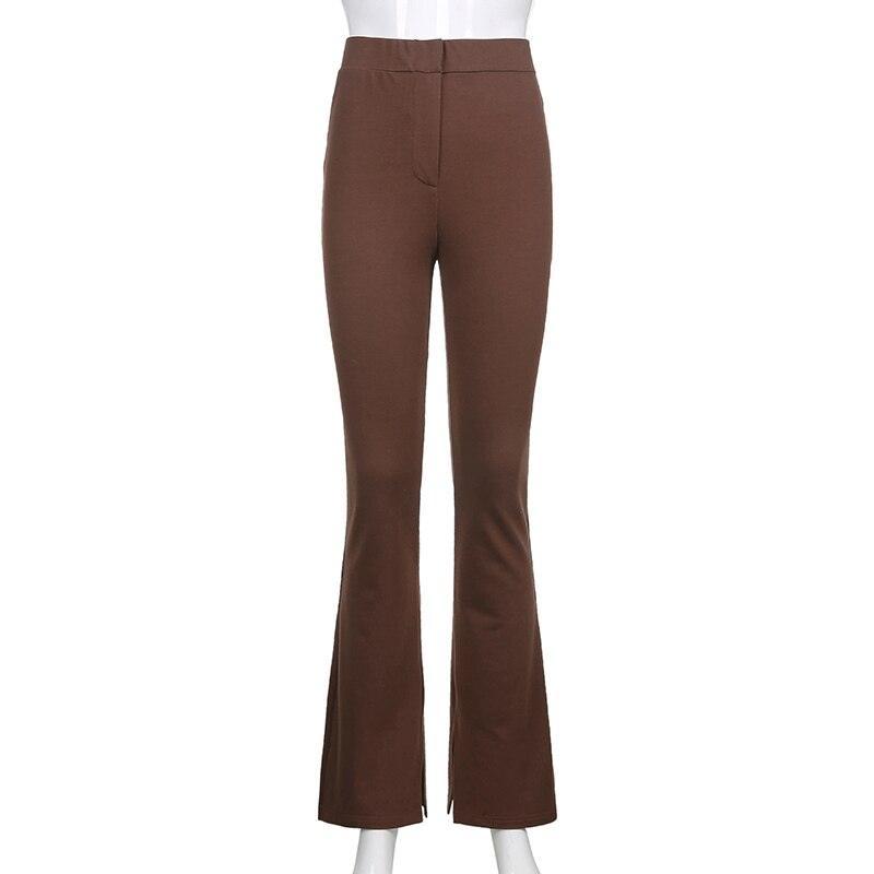 Elastic High Waist Long Trousers Split Side Skinny Pencil Pants - XD21