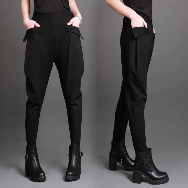 elastic waist solid sweatpants with pocket - XD21