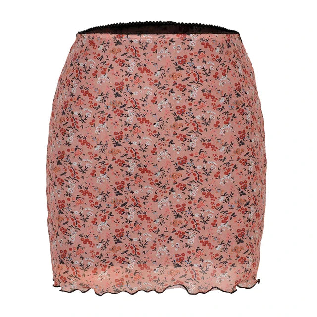 Frill Mini Print Chiffon Skirt - XD21