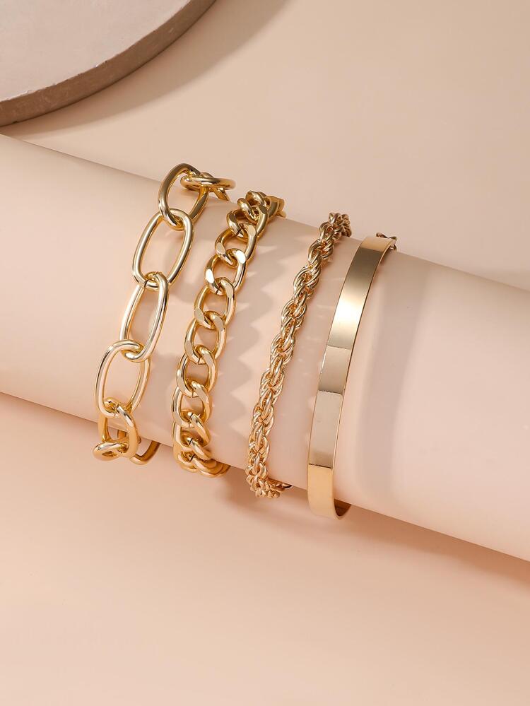 Fashion Minimalist Chain Bracelet 4pcs