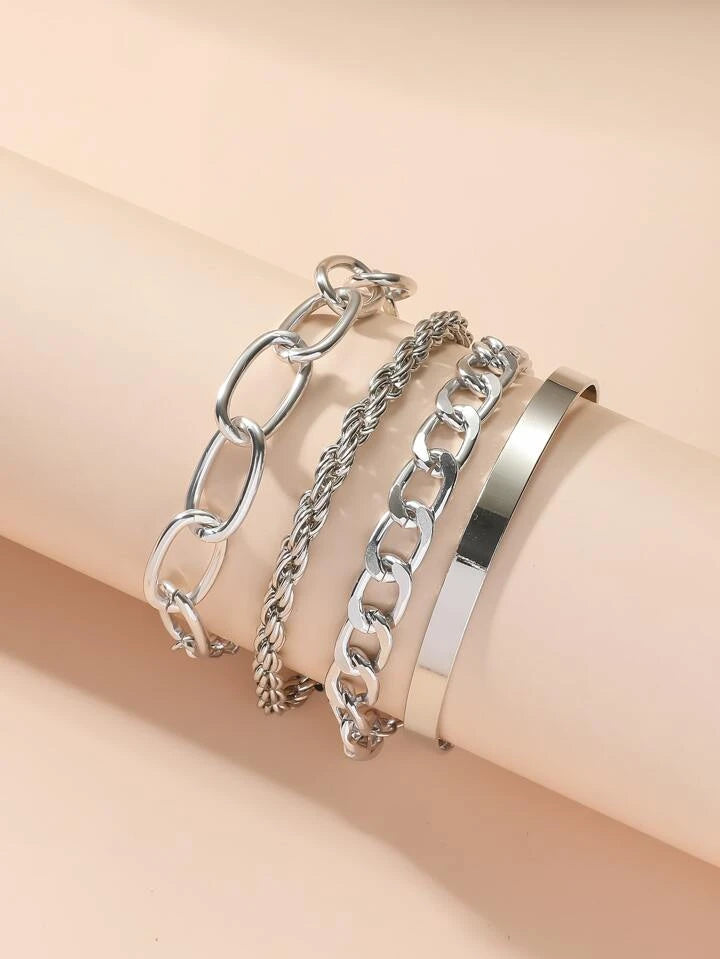 Fashion Minimalist Chain Bracelet 4pcs