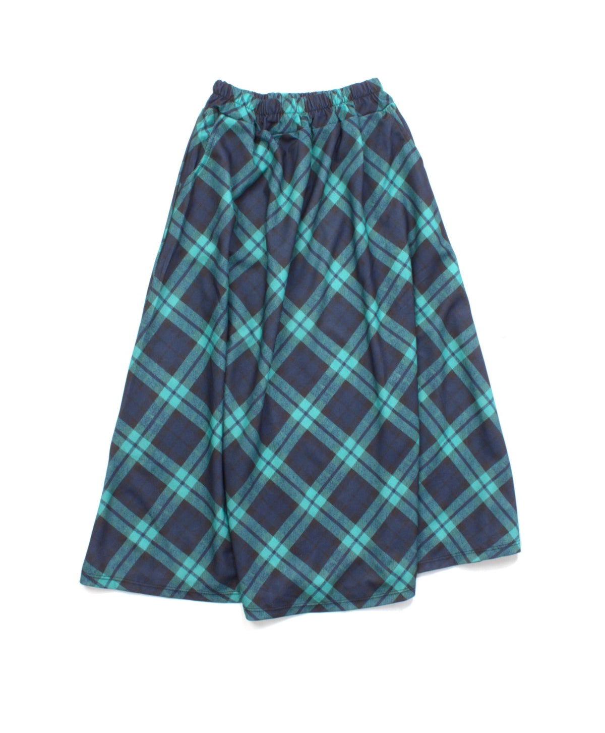 Plaid Flowy Elastic Wasit Midi Skirt