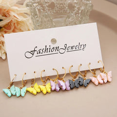 Colorful Acrylic Butterfly Earrings 5 set