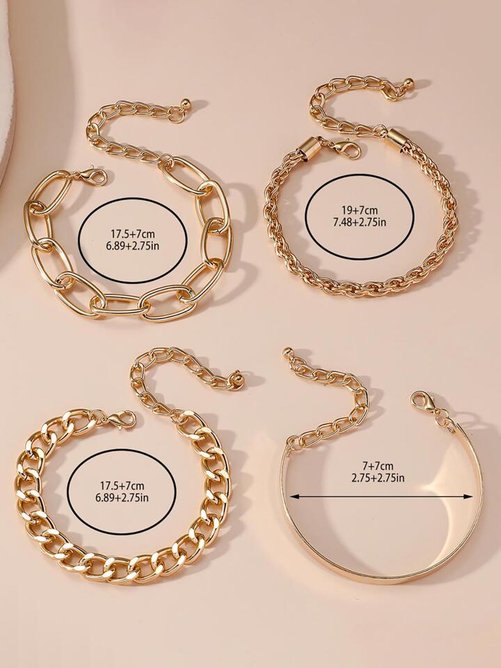 Fashion Minimalist Chain Bracelet 4pcs