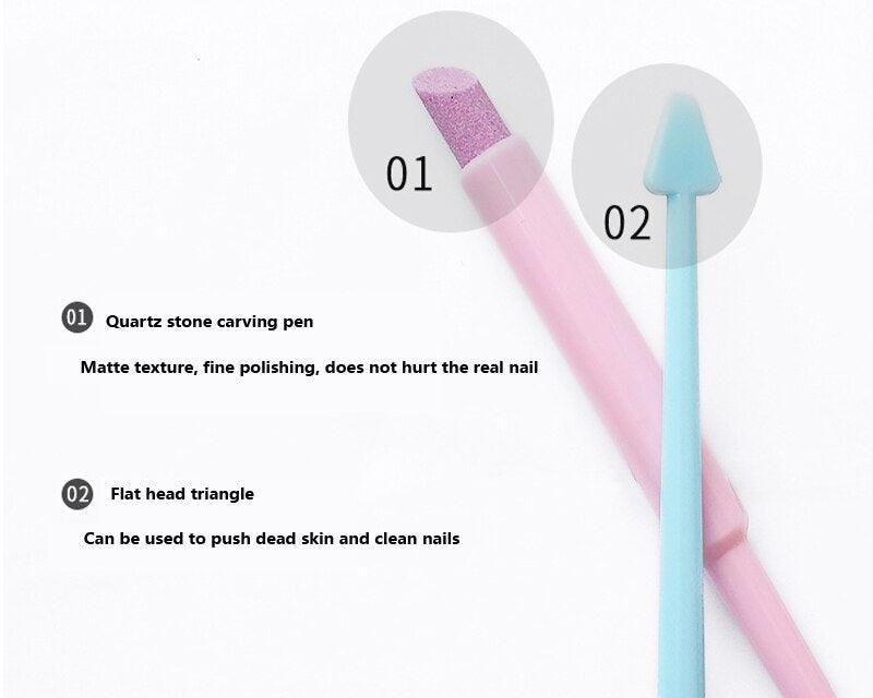Manicure Grinding Pen Nail Quartz Pen Cuticle Remover Pusher Trimmer Sanding Polishing Nail Art Care Tools - XD21