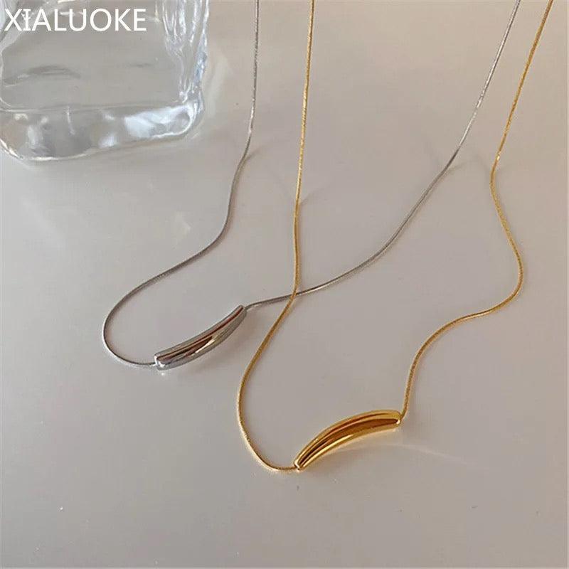 Minimalism Metal Peas Snake Chain Clavicle Necklace - XD21