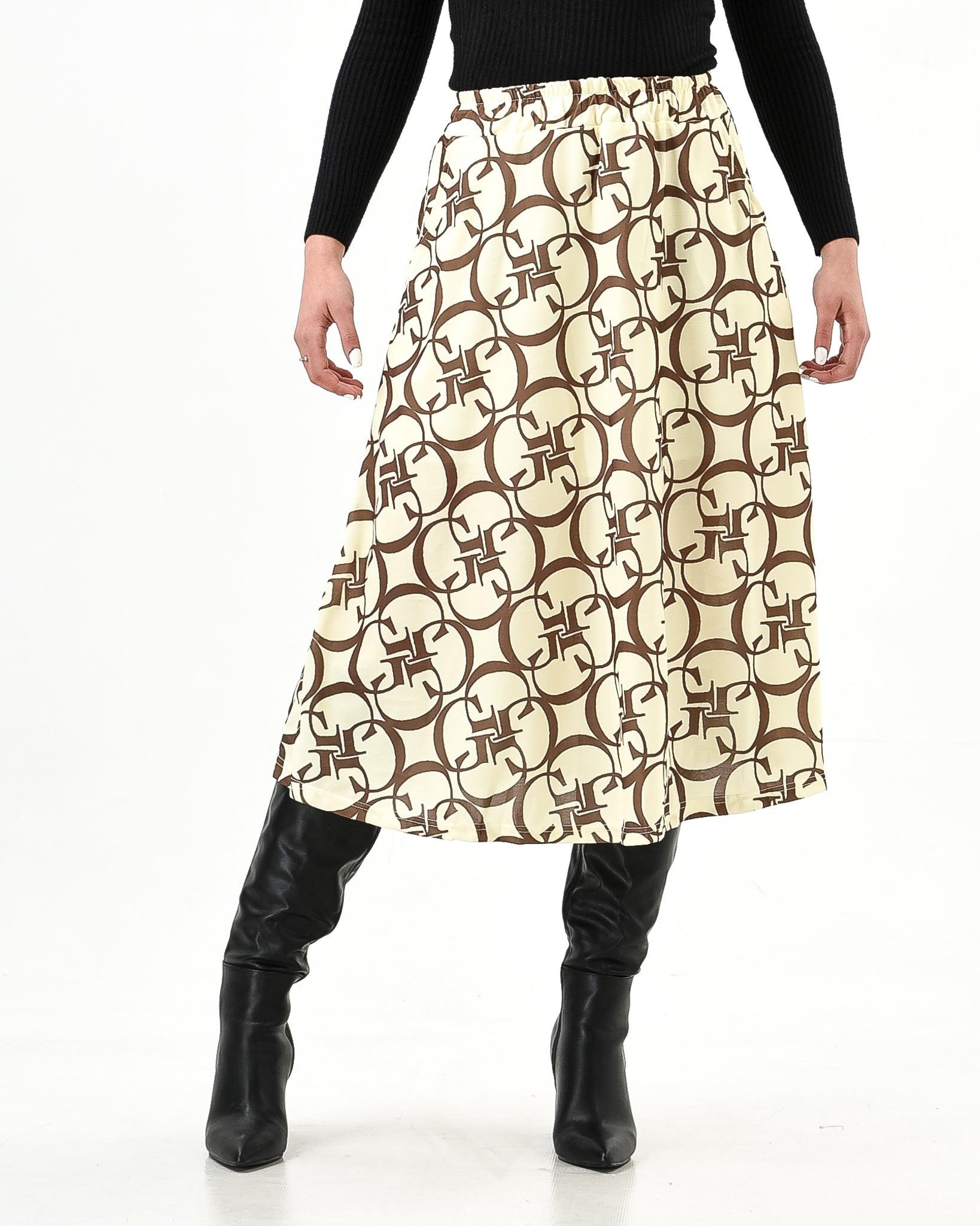 Pattern midi skirt elastic waist - XD21