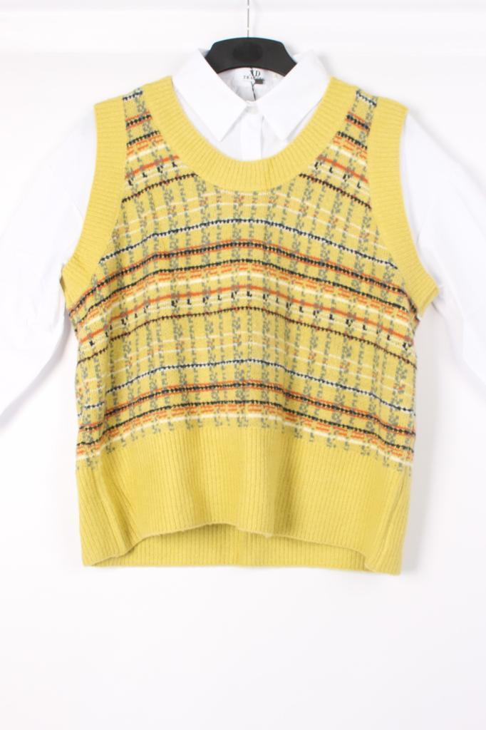 Plaid Striped Knitting pull over Vest - XD21