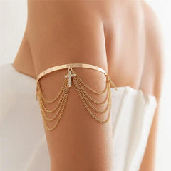 Shiny Crystal Cross Pendant Upper Arm Bracelet - XD21