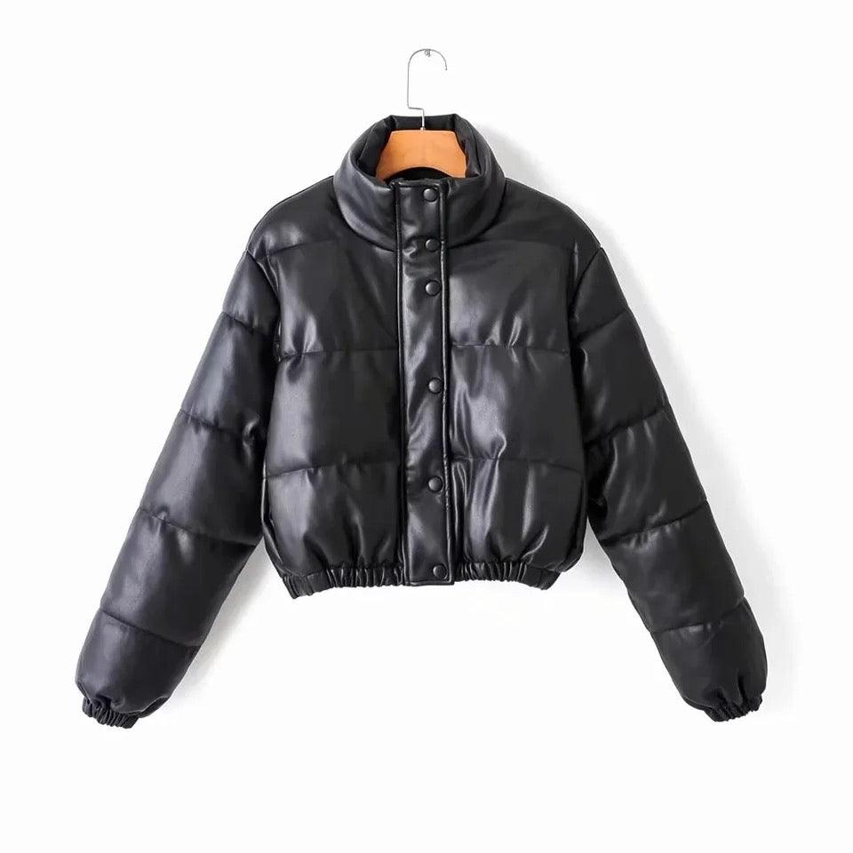 Short Parka PU Leather Padded Down Jacket - XD21