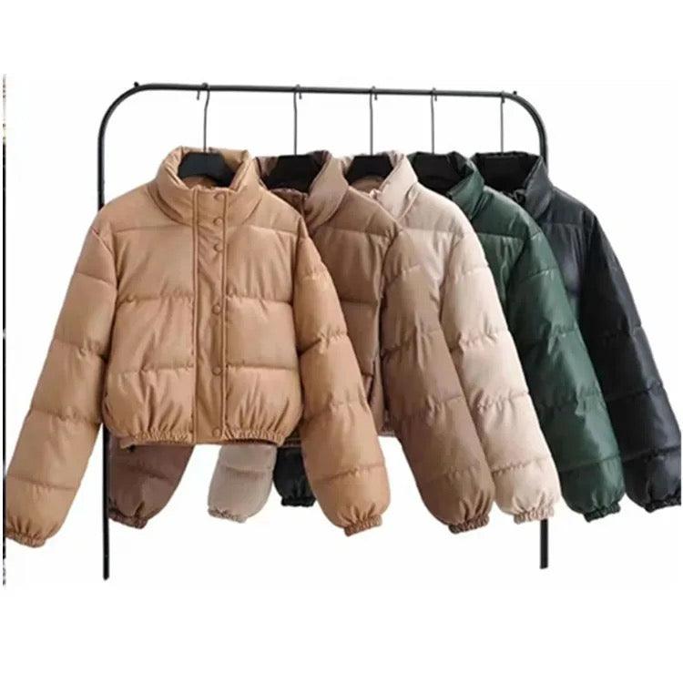 Short Parka PU Leather Padded Down Jacket - XD21