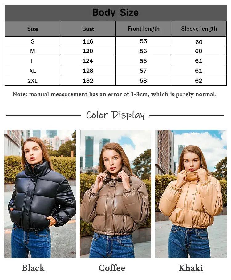 Short Parka PU Leather Padded Down Jacket - XD21