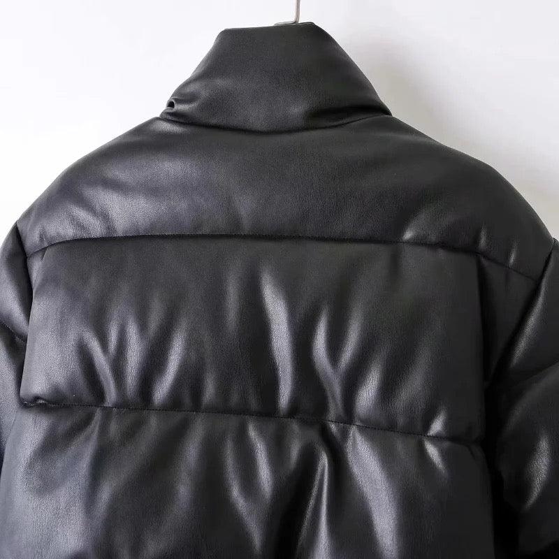 Short Parka PU Leather Padded Down Jacket - XD21