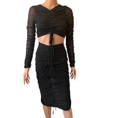 Two piece skirt set ruched skirt - XD21