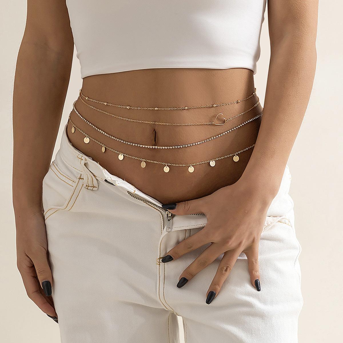 multi-layer tassel sequins metal chain waist - XD21