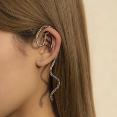 Rhinestones snake-shaped ear clip earring - XD21