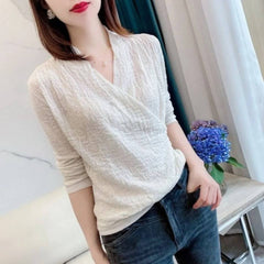 Solid Sweater 3/4 Sleeve Blouse